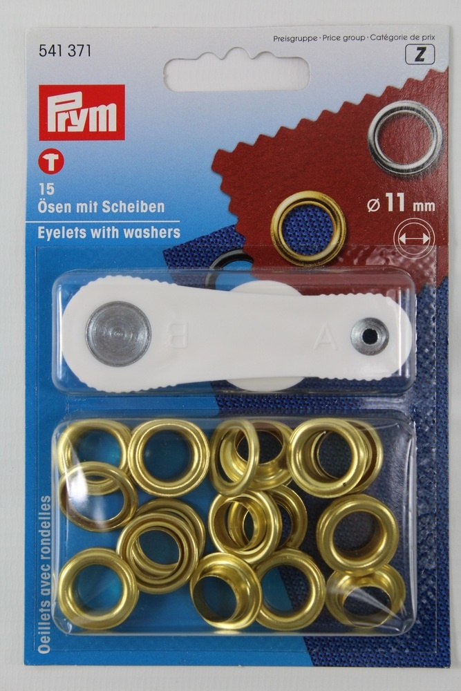 15 Ösen mit Scheiben ø 11mm gold