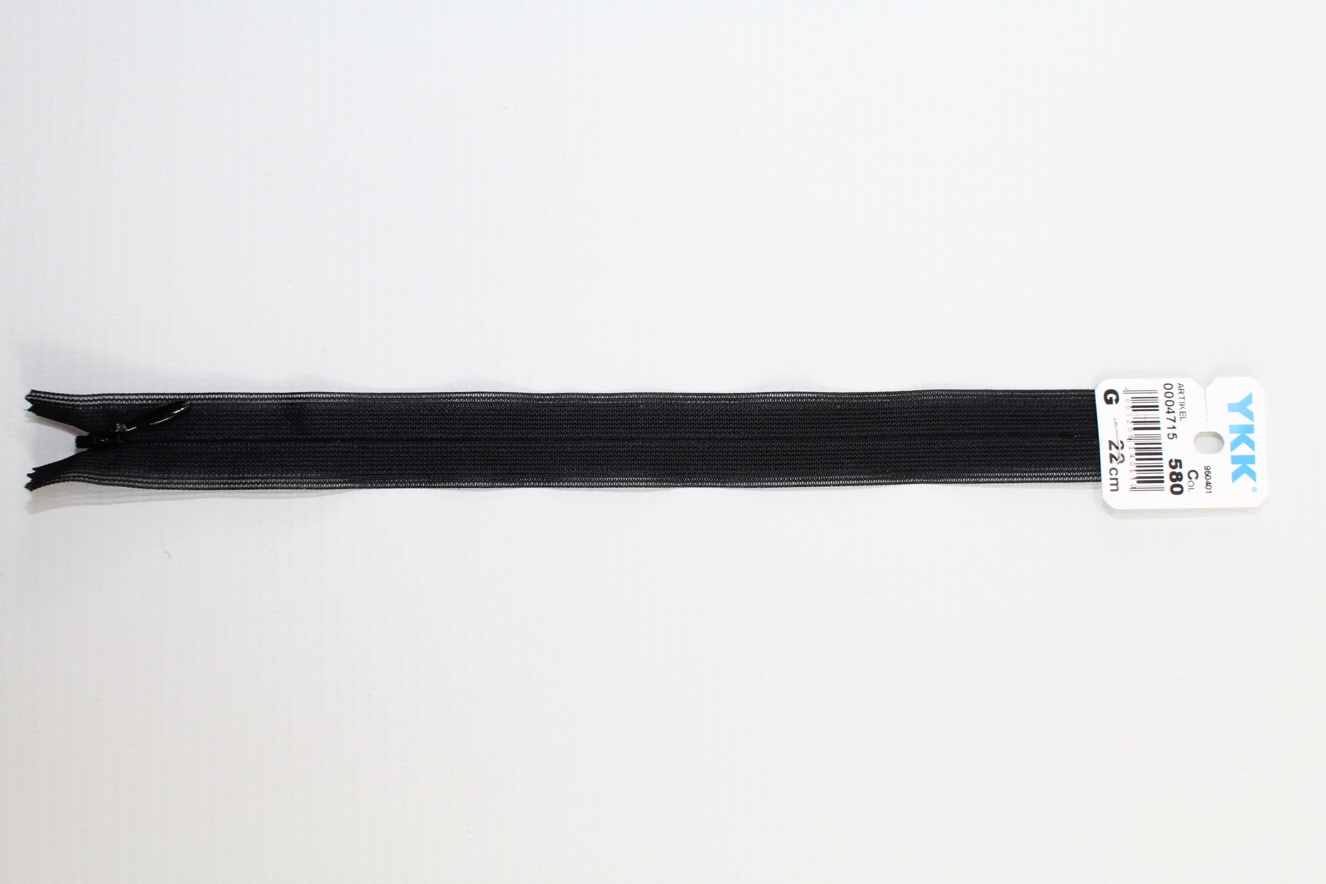 Nahtverdeckter Reissverschluss aus Kunststoff (schwarz) Col. 580