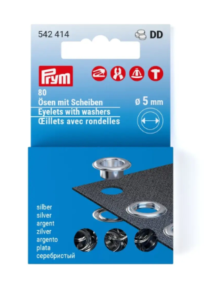 Ösen mit Scheiben Nachfüllset, 5mm, silberfarbig