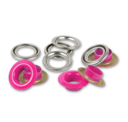 Ösen mit Scheiben, 8mm, pink/silberfarbig (32 Stück) 