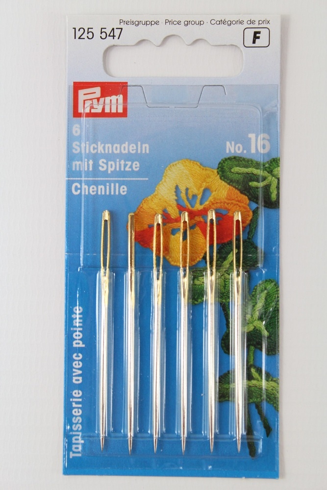 6 Sticknadeln mit Spitze No. 16