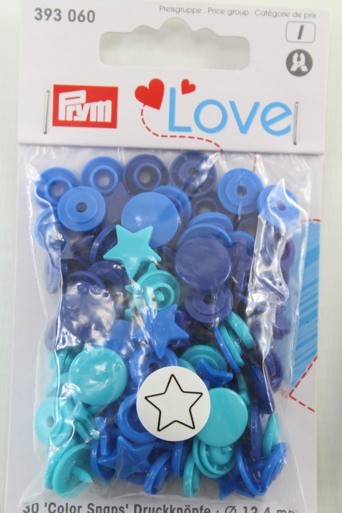 Druckknopf Color, Prym Love, Stern, 12,4mm, blau/türkis/tinte