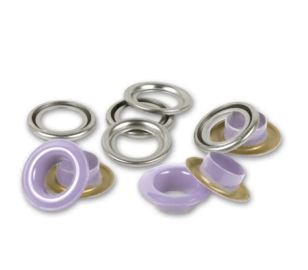 Ösen mit Scheiben, 8mm, lila/silberfarbig (32 Stück)