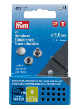 Hohlnieten, 4-6mm, silberfarbig, 20 Stück 