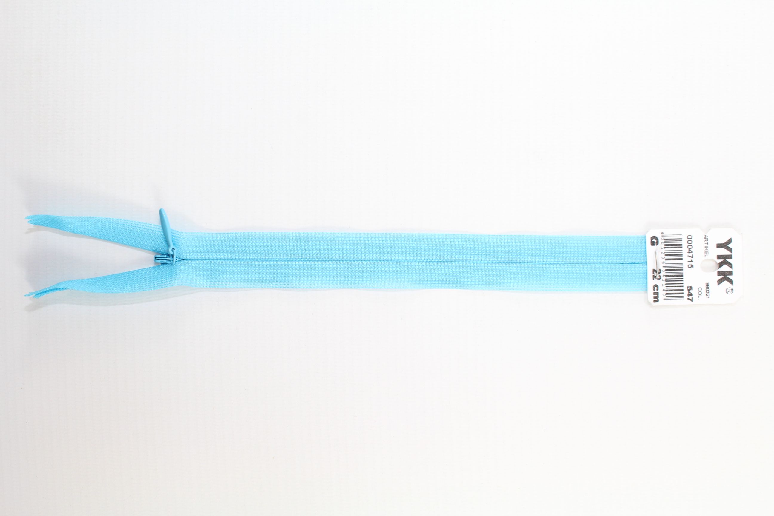 Nahtverdeckter Reissverschluss aus Kunststoff (wasserblau) Col. 547