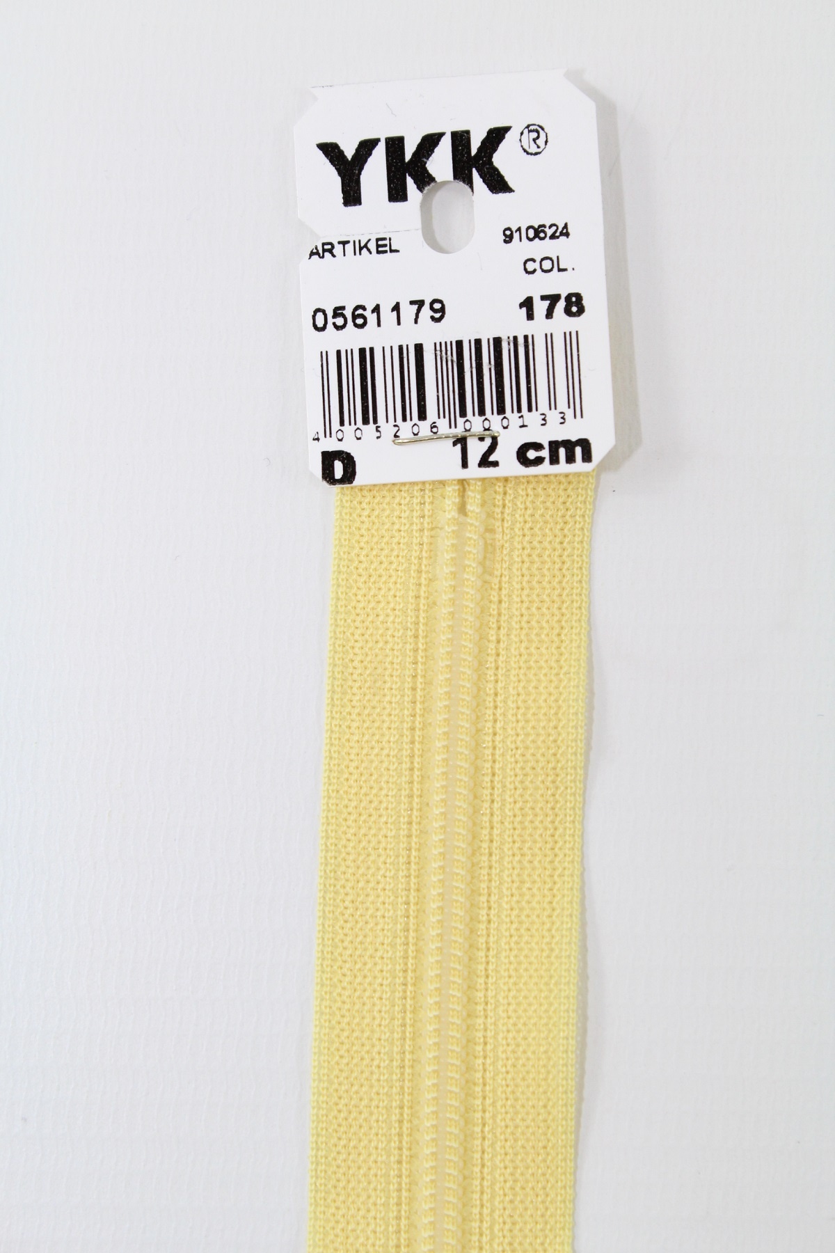 YKK-Reissverschluss 12cm-60cm, nicht teilbar, lemon