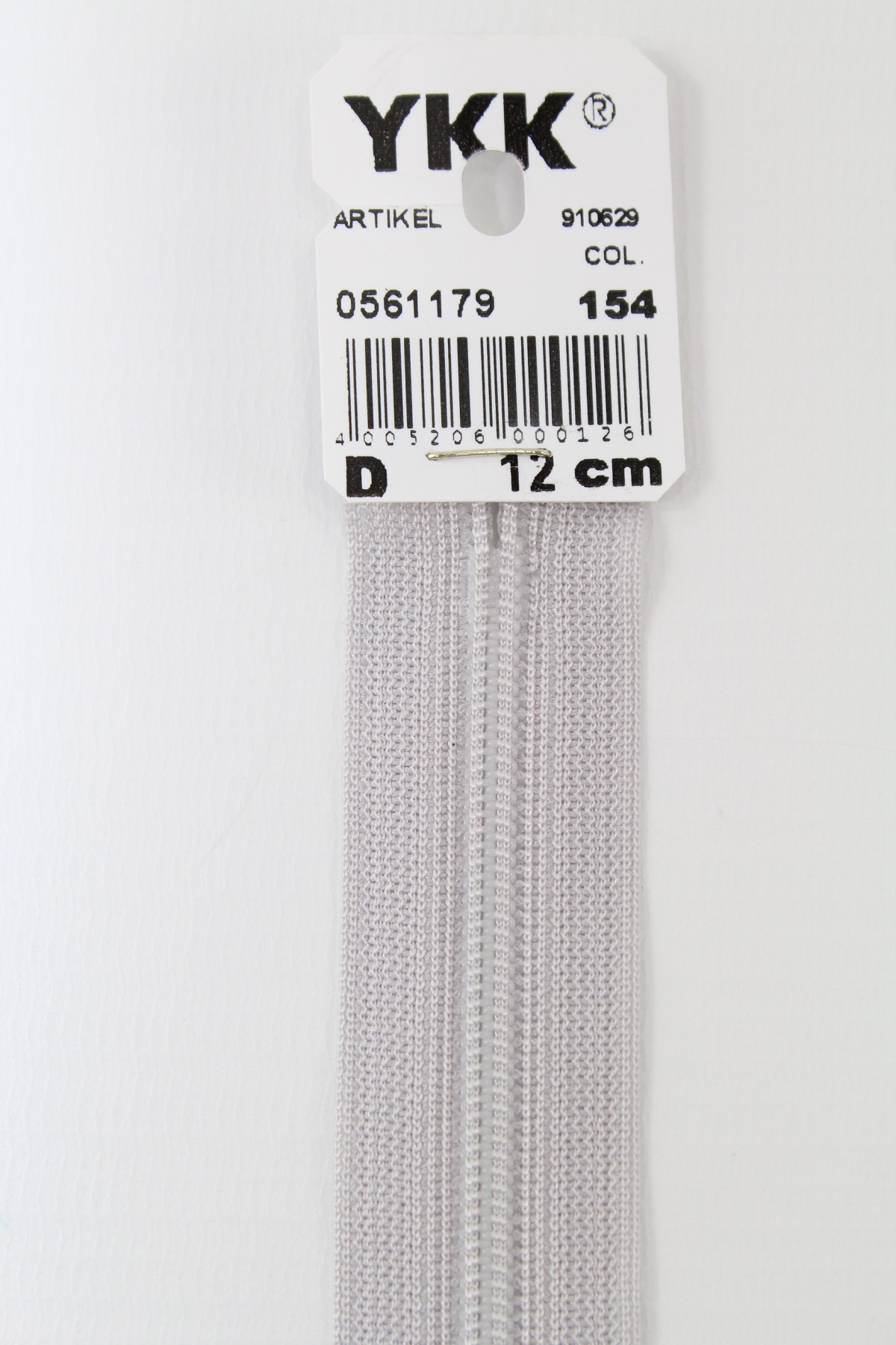 YKK-Reissverschluss 12cm-60cm, nicht teilbar, silbergrau