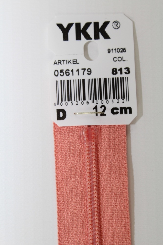 YKK-Reissverschluss 12cm-60cm, nicht teilbar, lachsrot