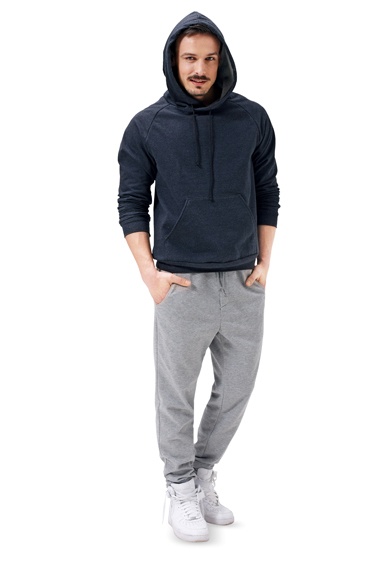burda Schnitt 6718 "Herrensweater und Hoody und Kragen mit Kordeldurchzug und Raglan-Ärmel"