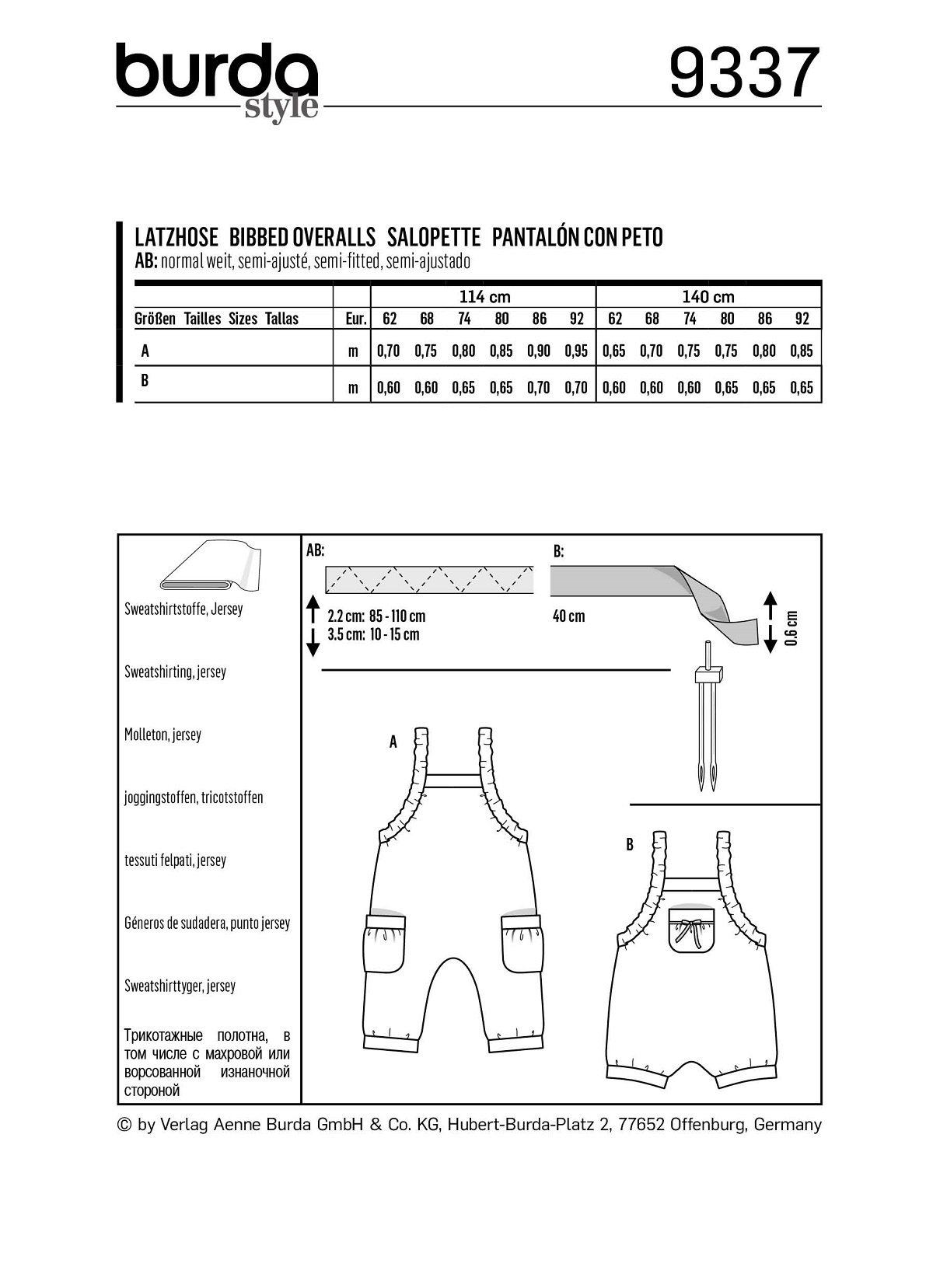 burda Schnitt 9337 "Latzhosen"