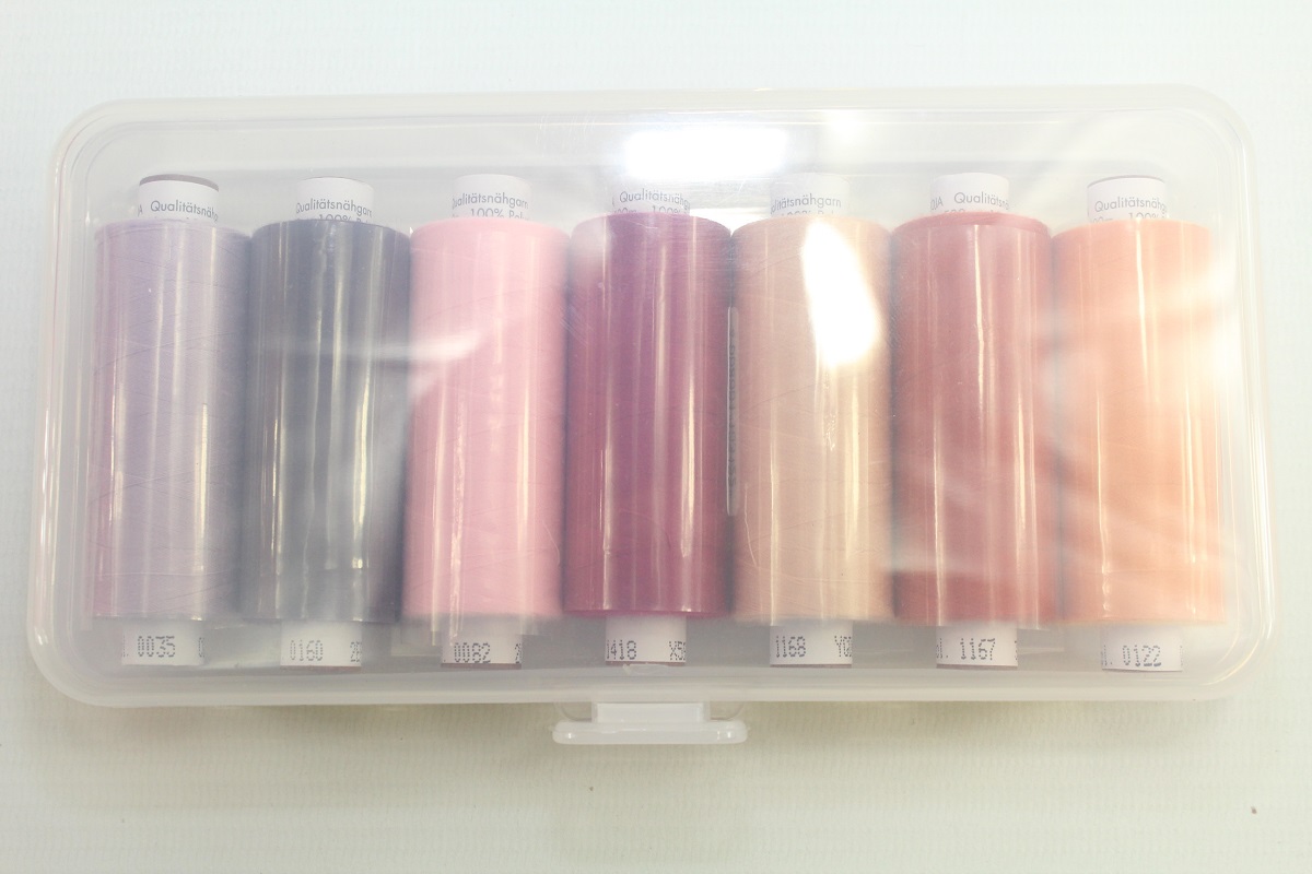 Troja 500M. in schöner Nähwelt Box (7er Set, rosé und orange Töne)