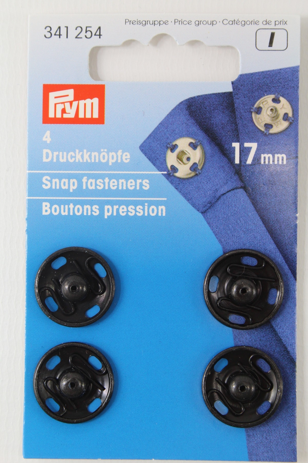 4 Annäh- Druckknöpfe ø 17mm schwarz