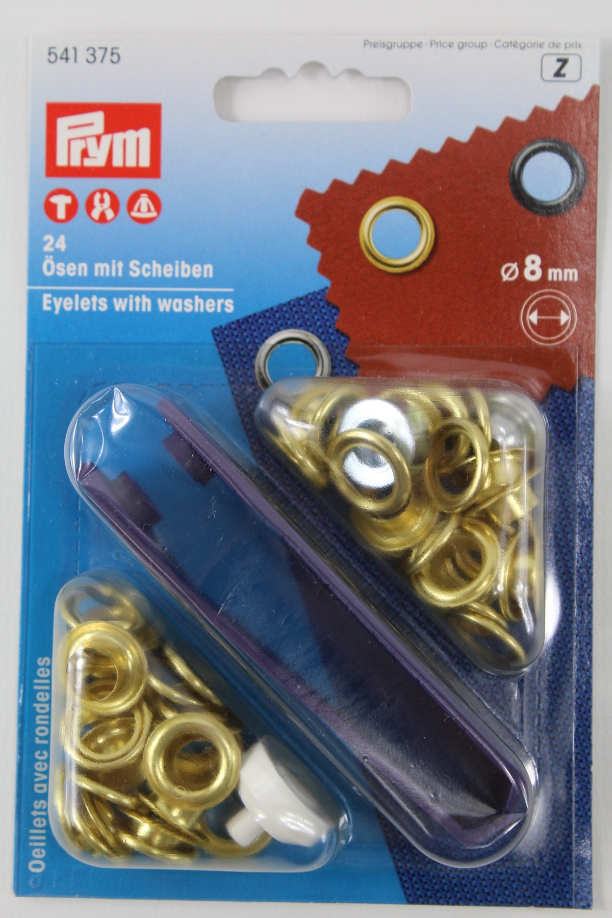 24 Ösen mit Scheiben ø 8mm gold
