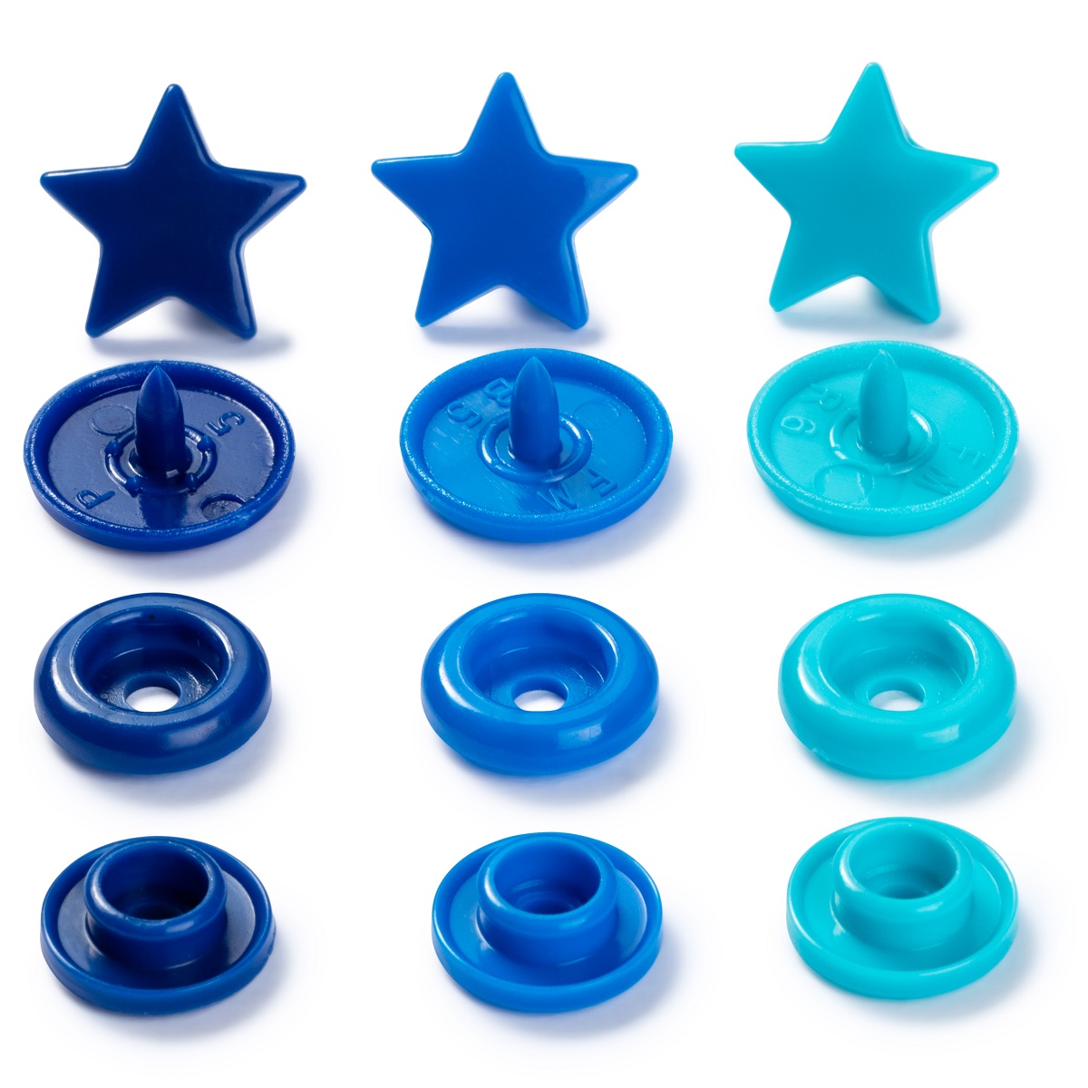 Druckknopf Color, Prym Love, Stern, 12,4mm, blau/türkis/tinte