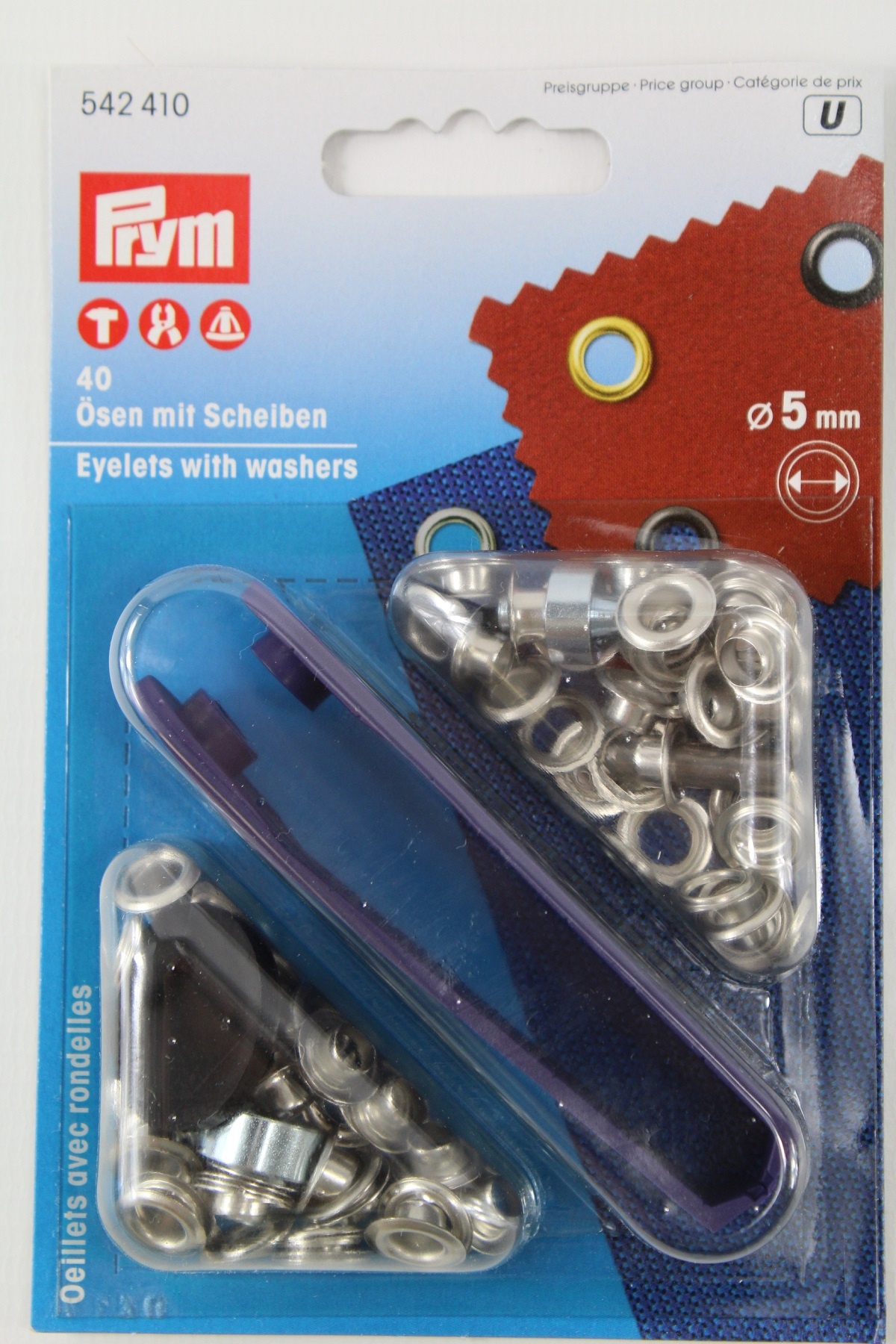 40 Ösen mit Scheiben ø 5mm silber