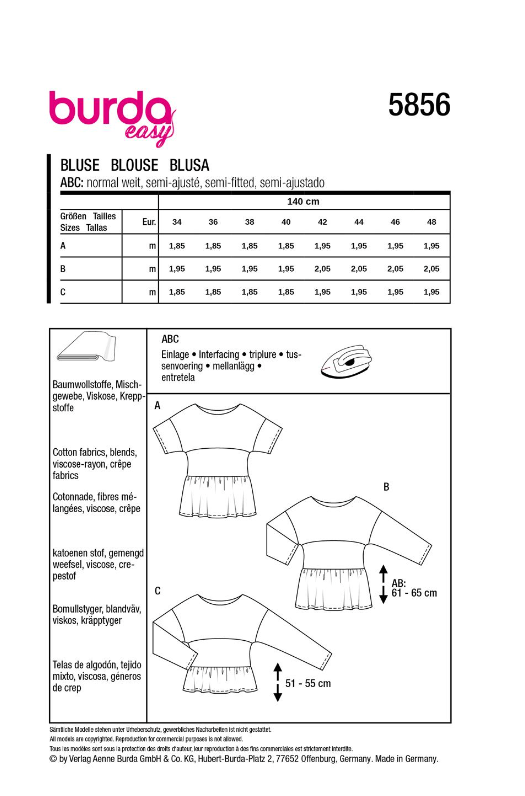 burda Schnitt 5856 "Formschöne Blusen"