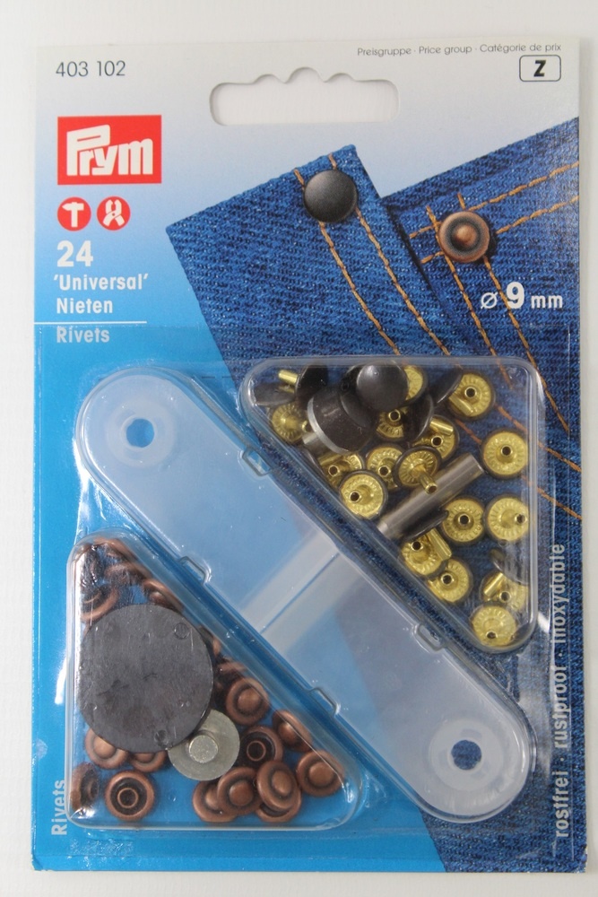24 Universal Nieten ø 9 mm kupfer/schwarz