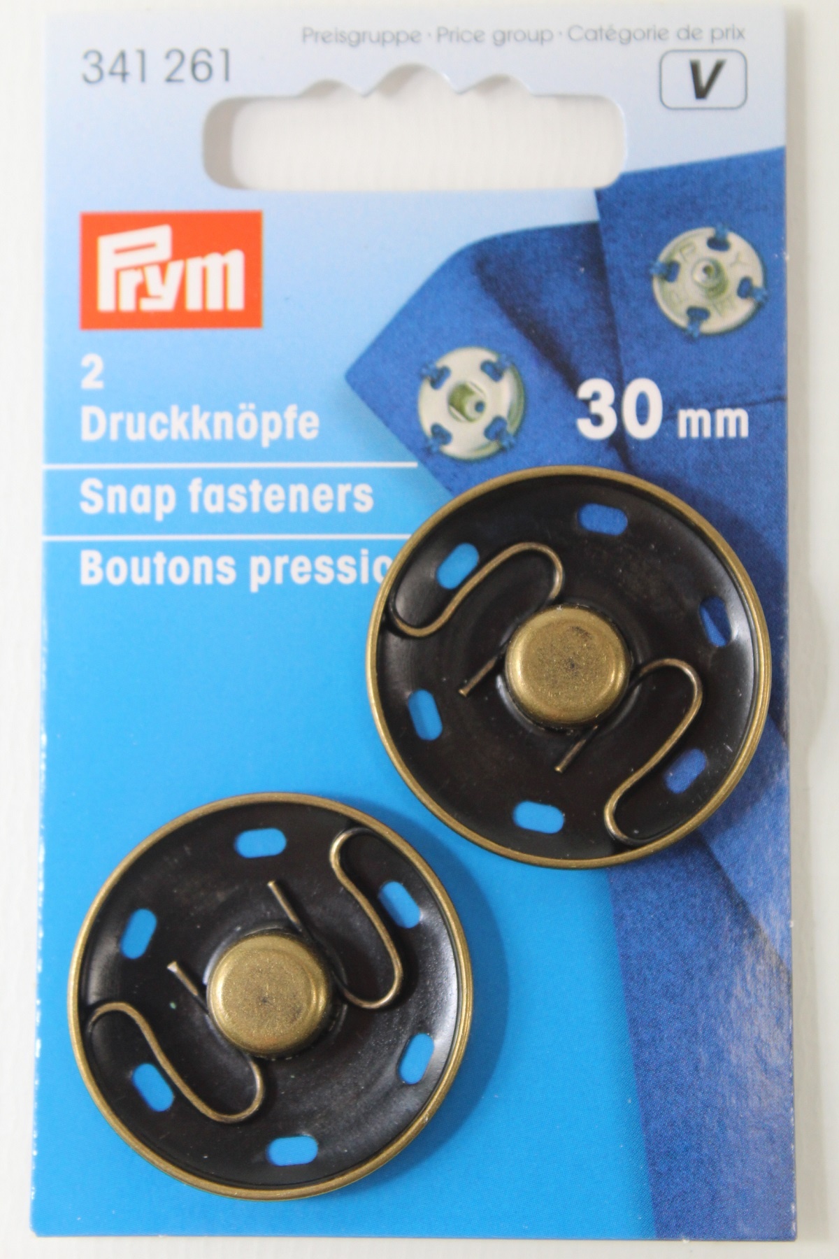 2 Annäh- Druckknöpfe ø 30mm altmessing