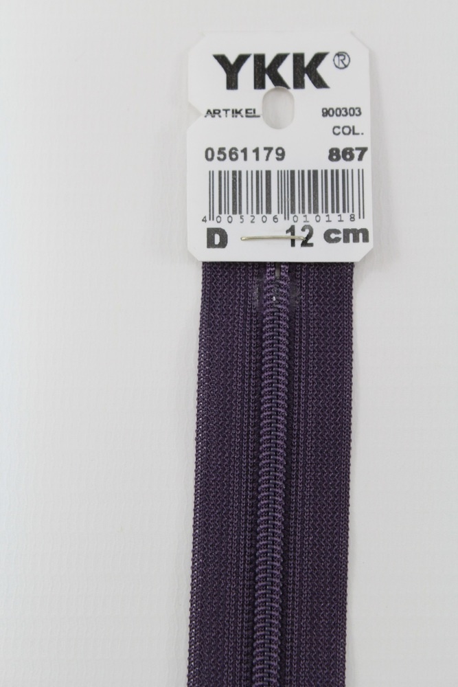 YKK-Reissverschluss 12cm-60cm, nicht teilbar, pflaume