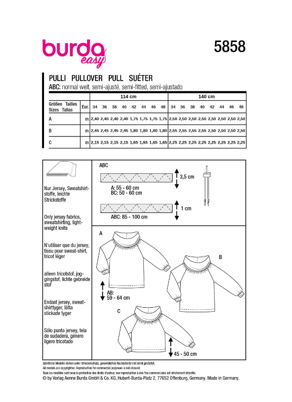 burda Schnitt 5858 "Pullover"