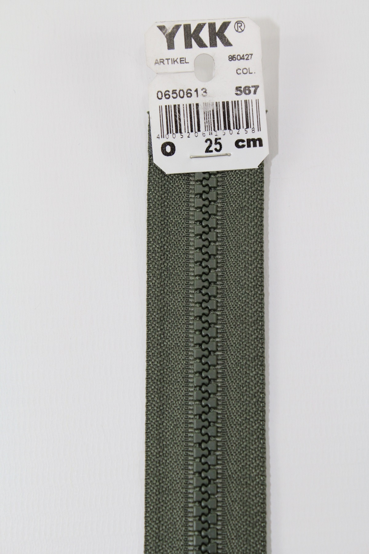 YKK - Reissverschlüsse 25 cm - 80 cm, teilbar, oliv