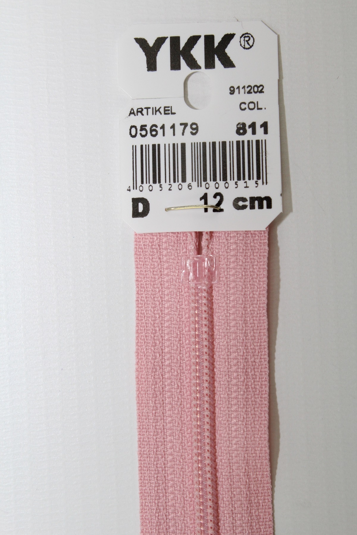 YKK-Reissverschluss 12cm-60cm, nicht teilbar, perlrosa