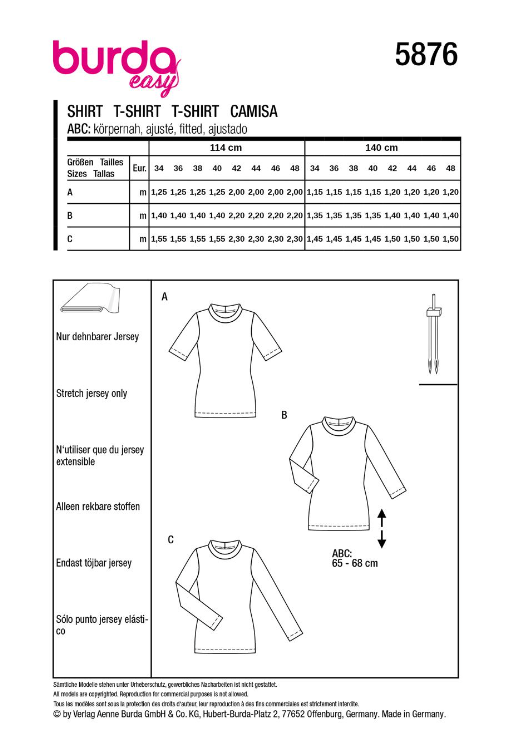 burda Schnitt 5876 "Shirts"
