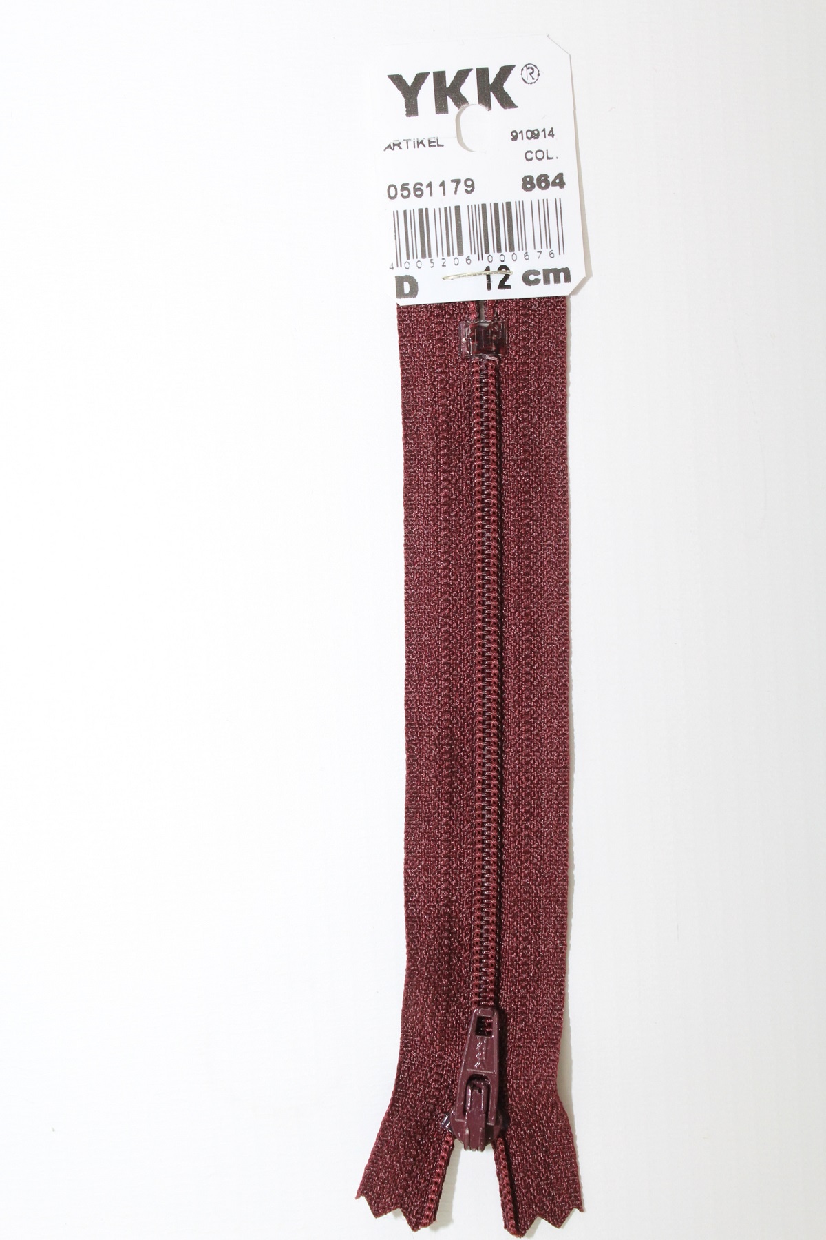 YKK-Reissverschluss 12cm-60cm, nicht teilbar, bordeauxrot