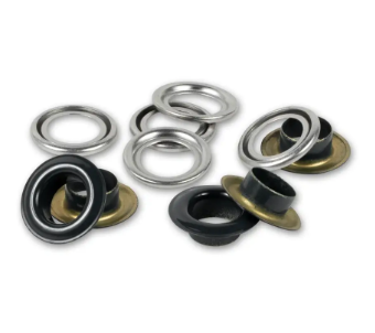 Ösen mit Scheiben, 8mm, schwarz/silberfarbig (32 Stück)
