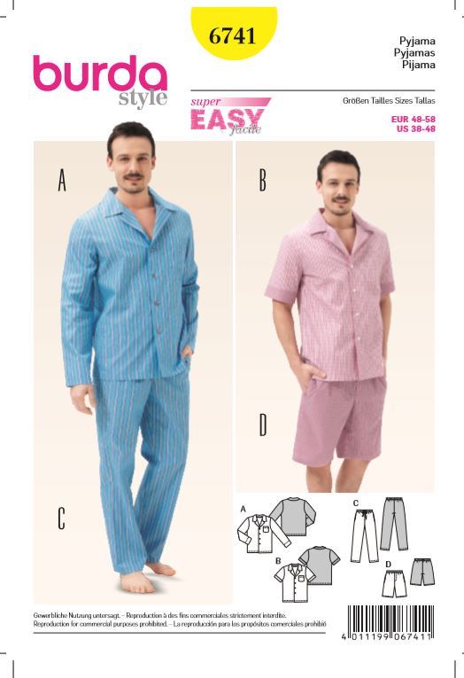 burda Schnitt 6741 "Herren-Pyjama und klassischer Stil "