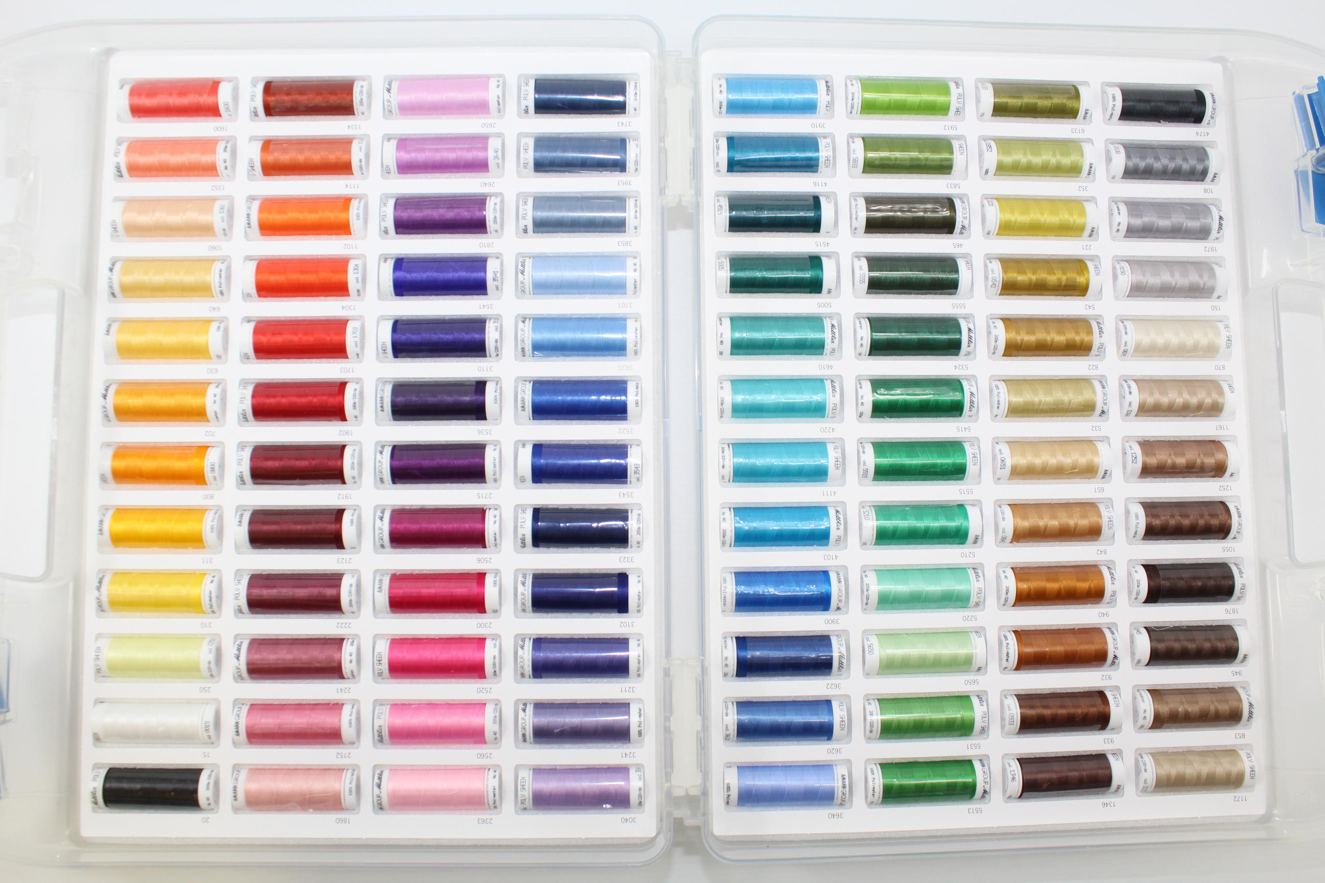 Mettler Stickgarnkoffer gefüllt mit Poly Sheen 200m/96 Farben