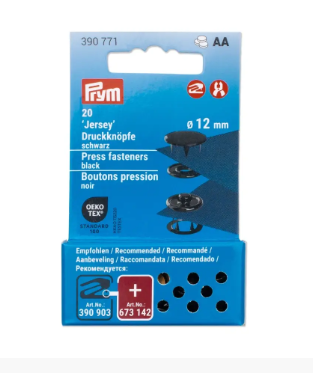Druckknöpfe Jersey, 12mm , schwarz ( 20 Stück) 