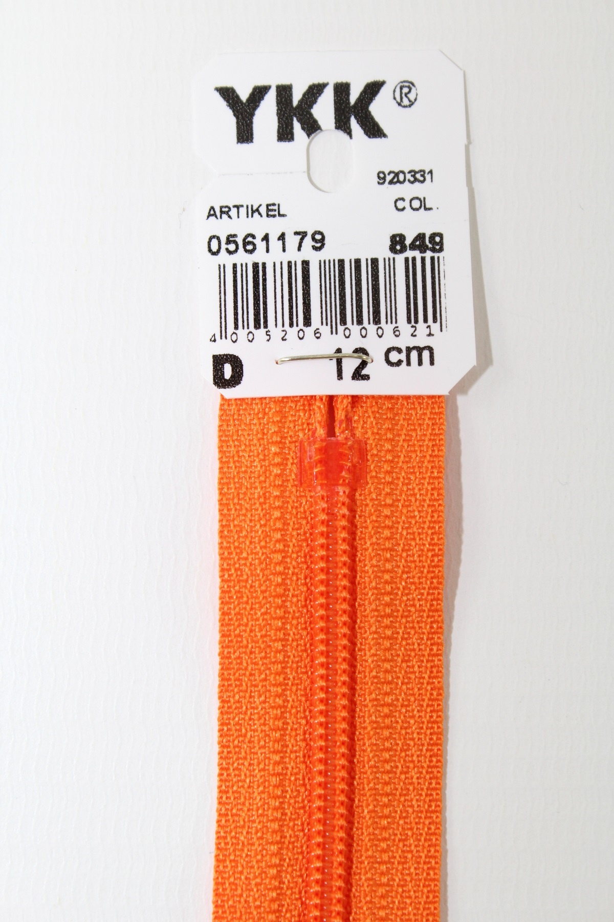 YKK-Reissverschluss 12cm-60cm, nicht teilbar, orange