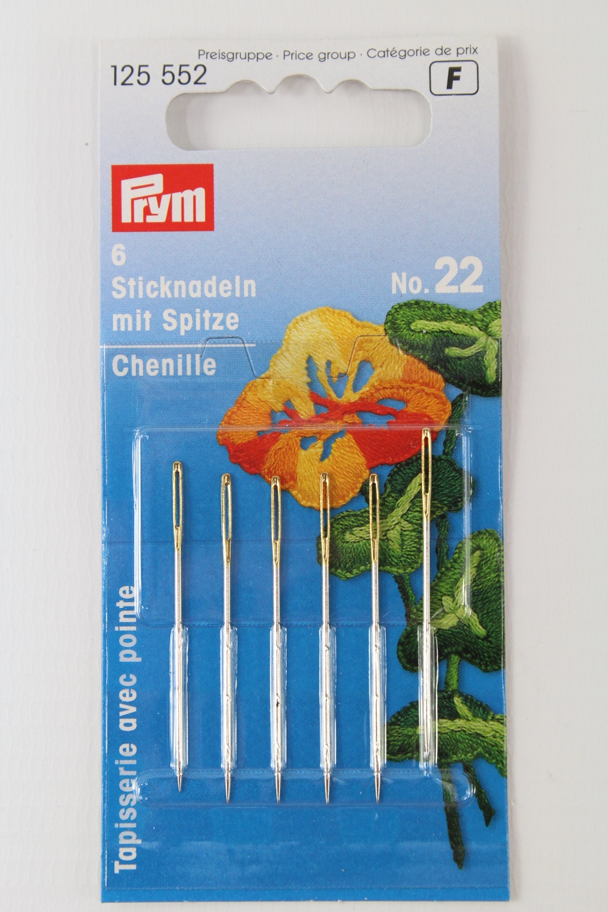 6 Sticknadeln mit Spitze No. 22
