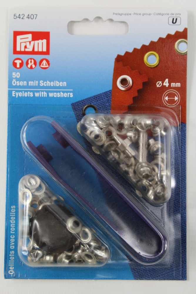 50 Ösen mit Scheiben ø 4mm silber