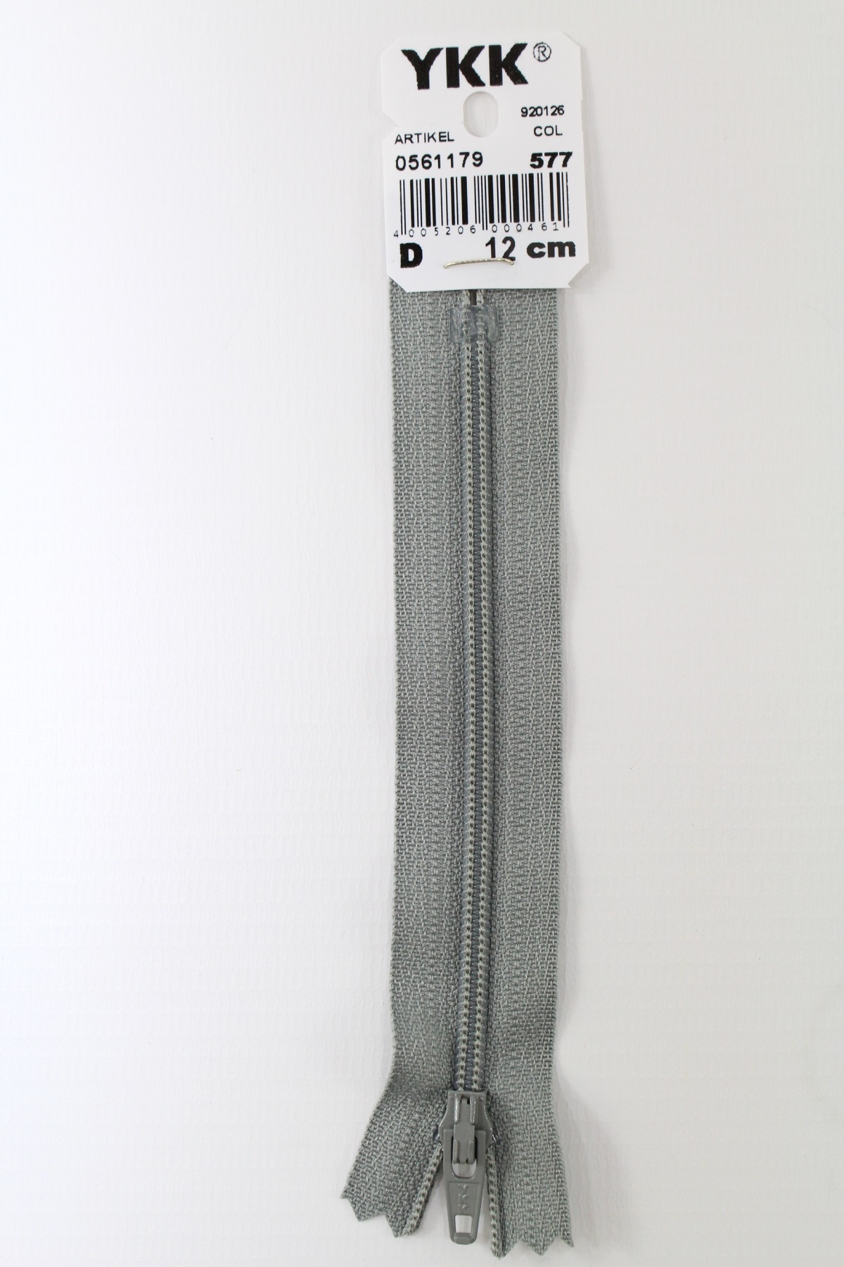 YKK-Reissverschluss 12cm-60cm, nicht teilbar, grau