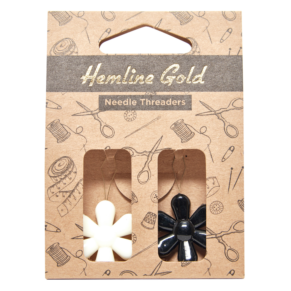 Hemline Gold Nadeleinfädler Blumen (2Stück, 1x schwarz/ 1x weiss)
