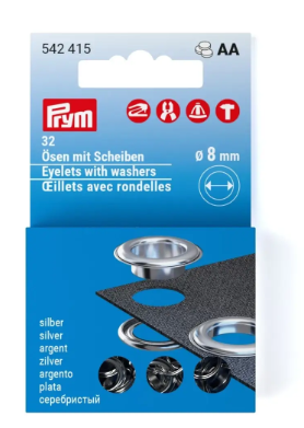 Ösen mit Scheiben Nachfüllset, 8mm, silberfarbig 