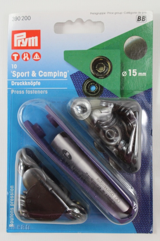 10 Druckknöpfe "Sport und Camping"ø 15mm schwarz