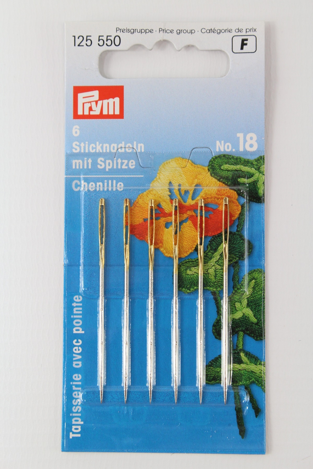 6 Sticknadeln mit Spitze No. 18
