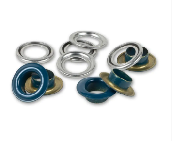 Ösen mit Scheiben, 8mm, marine/silberfarbig (32 Stück)