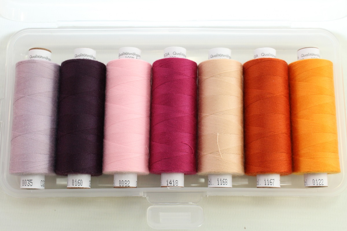 Troja 500M. in schöner Nähwelt Box (7er Set, rosé und orange Töne)