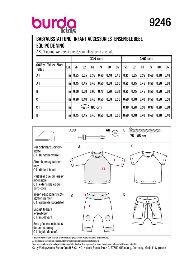 burda Schnitt 9246 "Shirt und Hose für Babys"