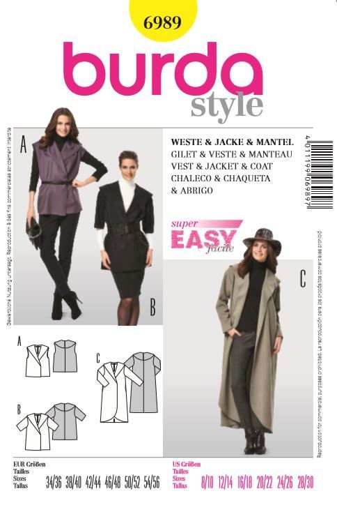 burda Schnitt 6990 "Shirt, Raglanärmel und Rollkragen"
