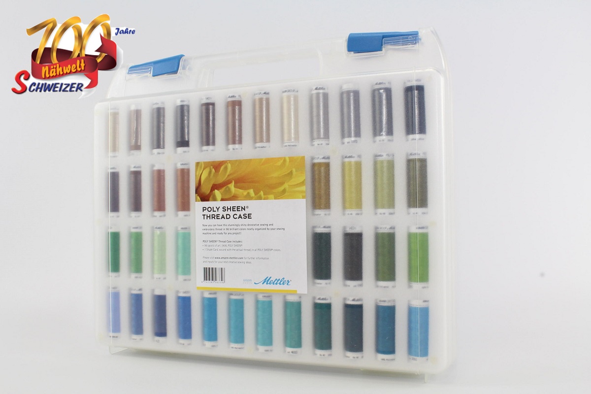 Mettler Stickgarnkoffer gefüllt mit Poly Sheen 200m/96 Farben