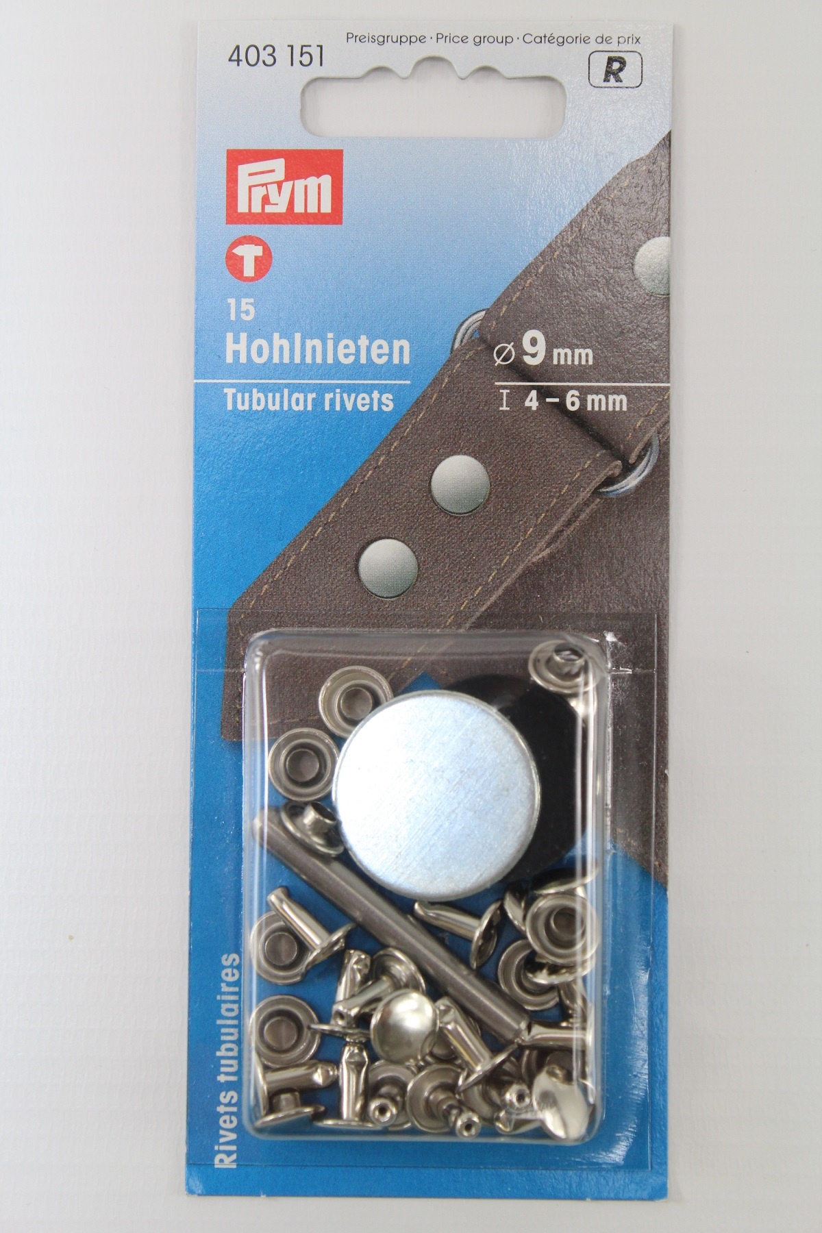 15 Hohlnieten ø 9mm silber