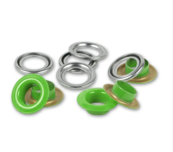 Ösen mit Scheiben, 8mm, hellgrün/silberfarbig (32 Stück)