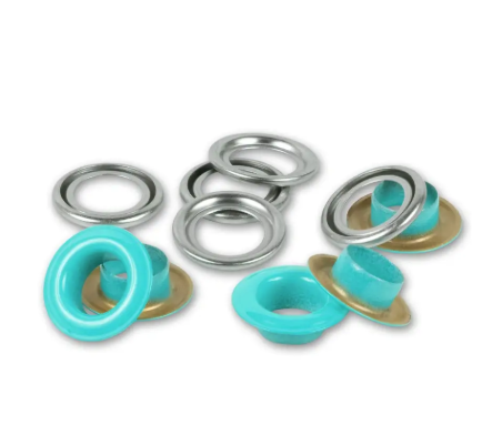 Ösen mit Scheiben, 8mm, mint/silberfarbig (32 Stück)