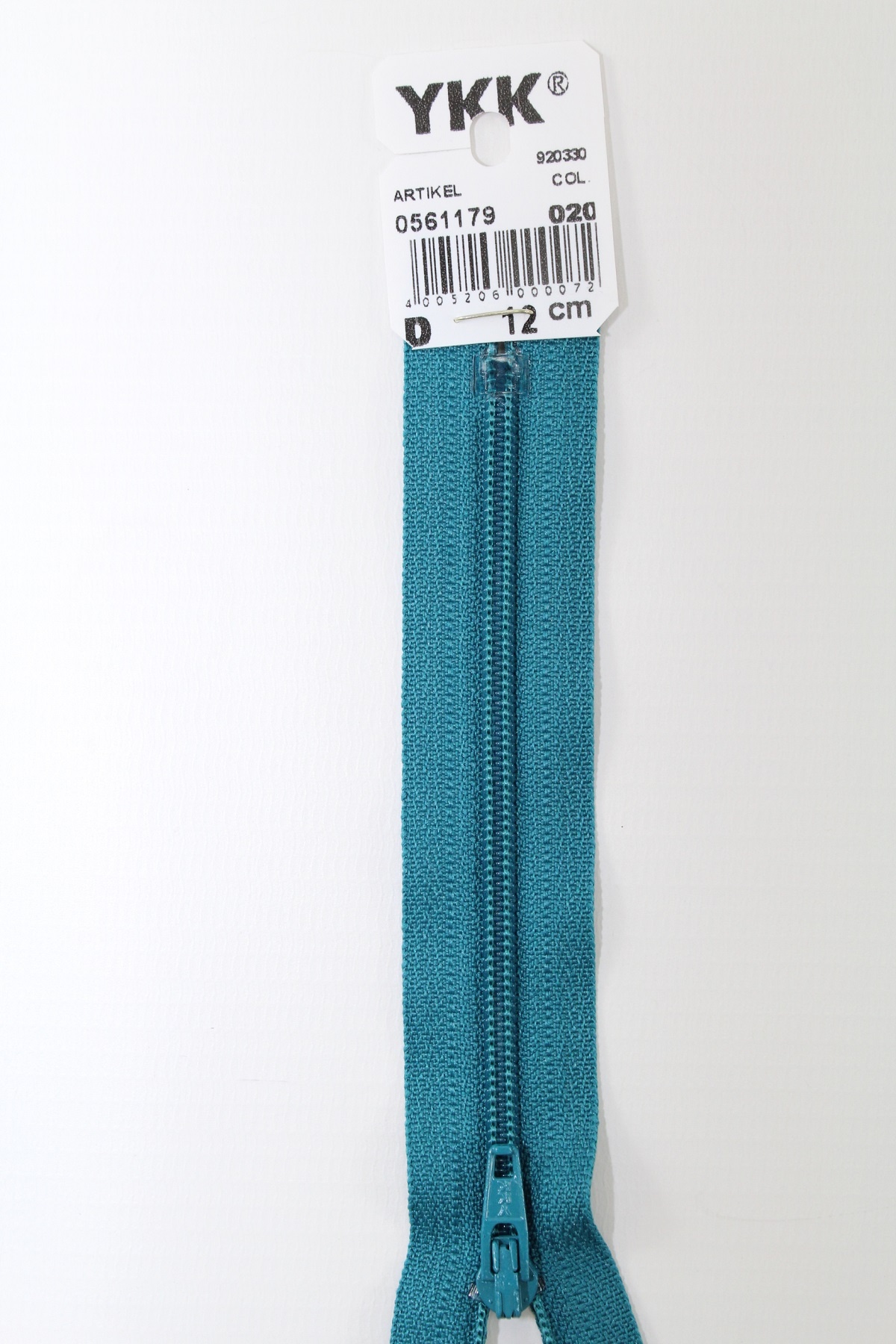 YKK-Reissverschluss 12cm-60cm, nicht teilbar, türkisblau