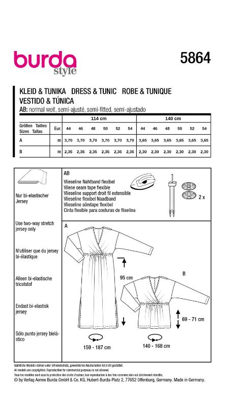 burda Schnitt 5864 "Tunika und Kleid"